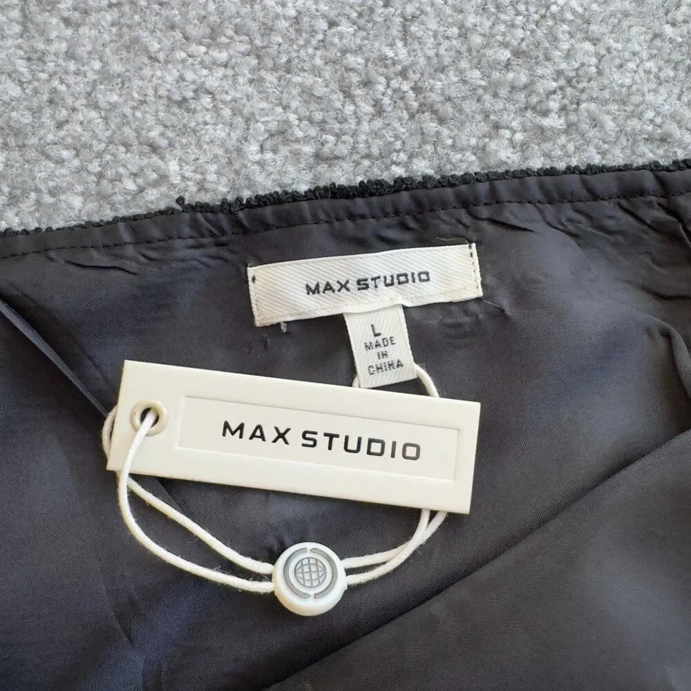 / Max Studio Black Cognag Short A-line Skirt Party Cocktail NWT LARGE